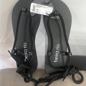 Beira Rio Black Lace-Up Women's Sandals